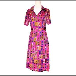 Tracy Negoshian Fun Sunbathers Print Wrap Dress